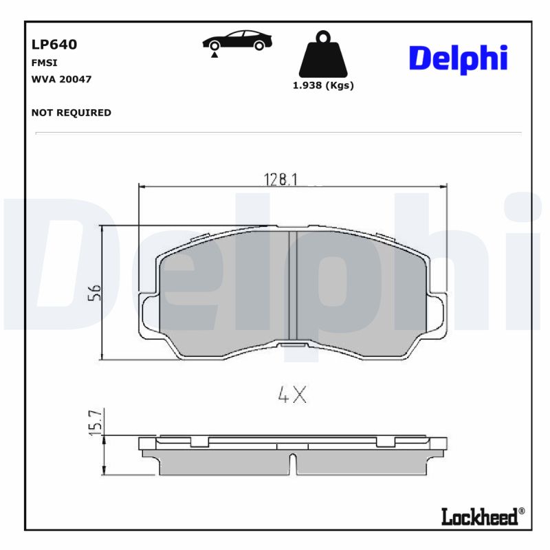 DELPHI DLP LP640 Fékbetét készlet, tárcsafék