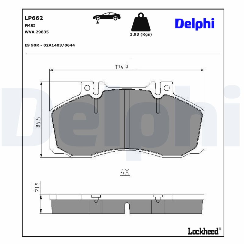DELPHI  LP662 FÉKBETÉT KÉSZLET, TÁRCSAFÉK