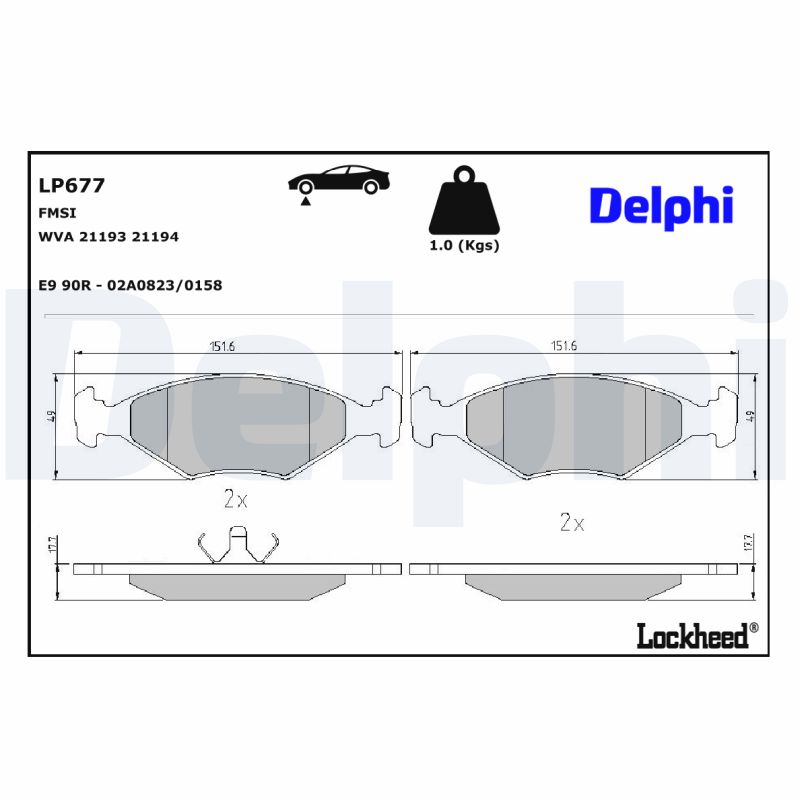 DELPHI LP677 Fékbetét készlet, tárcsafék