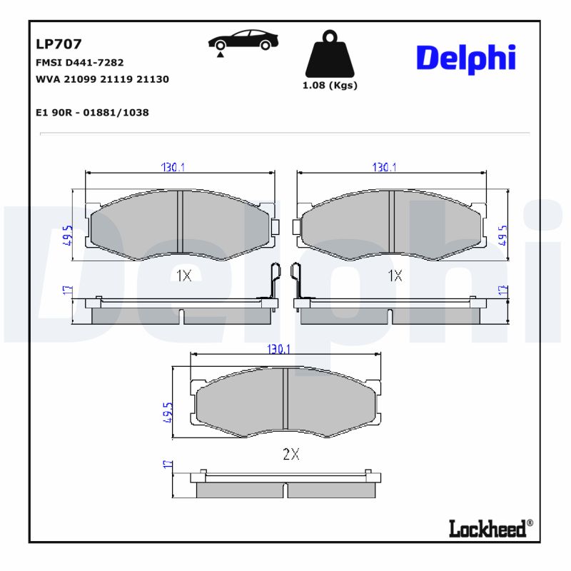 DELPHI LP707 LP707 FÉKBETÉT KÉSZLET, TÁRCSAFÉK