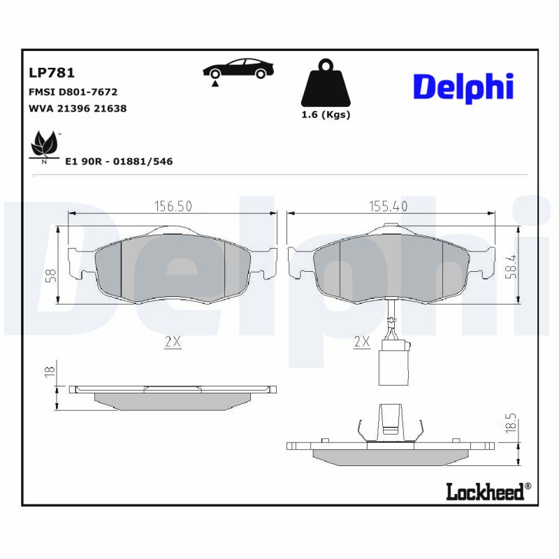 DELPHI DELLP781 Fékbetét