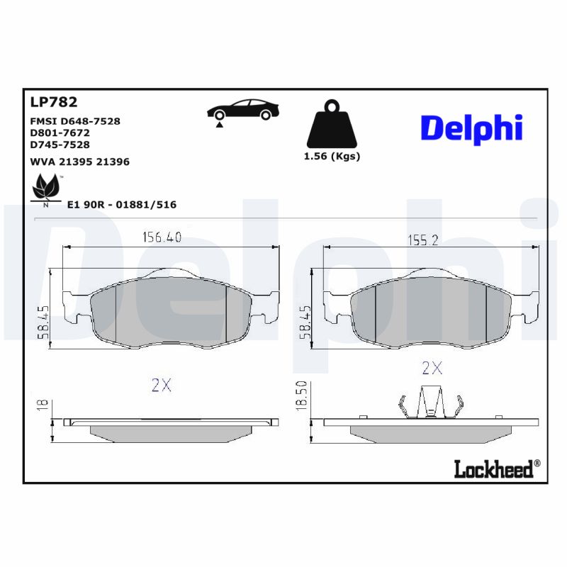 DELPHI DELLP782 Fékbetét