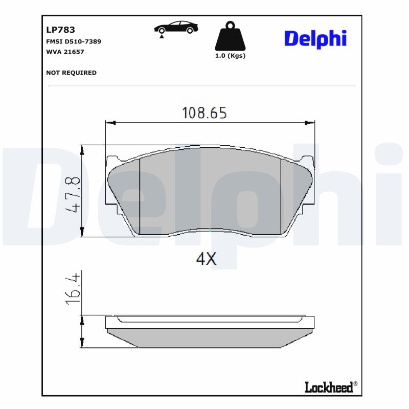 DELPHI DELLP783 Fékbetét