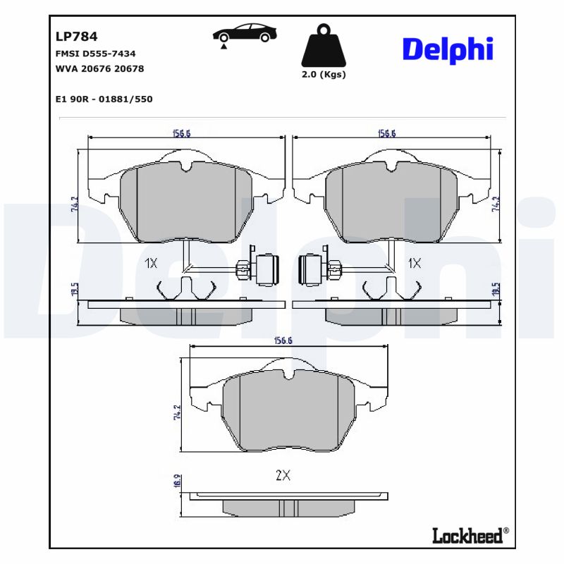 DELPHI DELLP784 Fékbetét