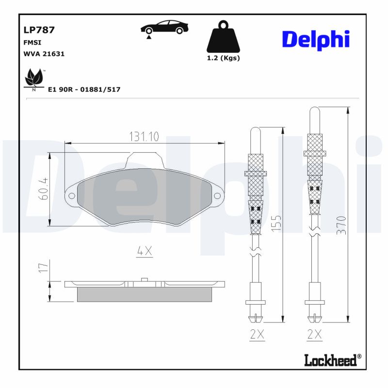 DELPHI LP787 Fékbetét készlet, tárcsafék