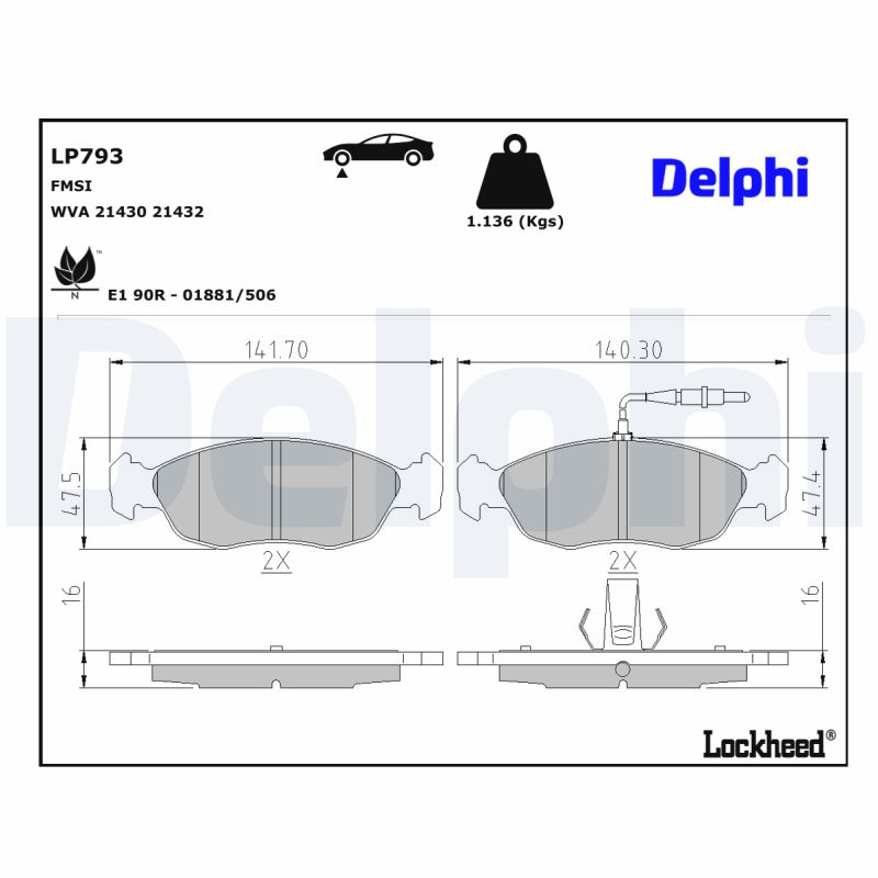 DELPHI 1001835263 LP793 - Első fékbetét készlet