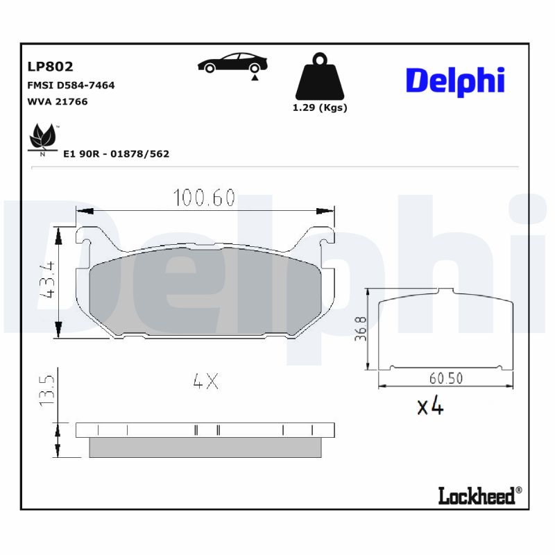 DELPHI DELLP802 Fékbetét