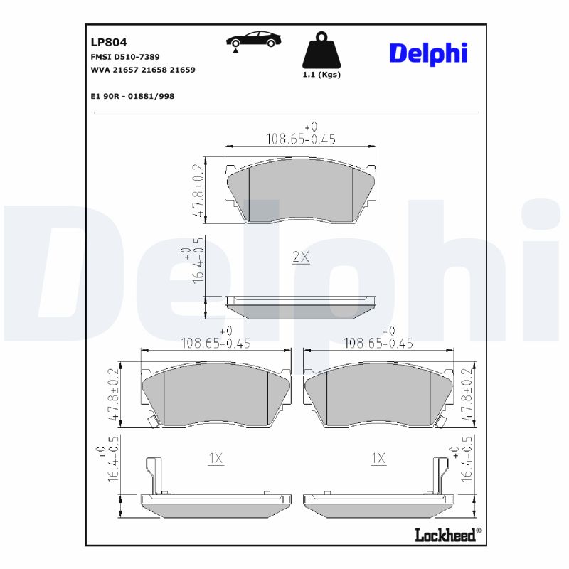 DELPHI LP804 Fékbetét készlet, tárcsafék