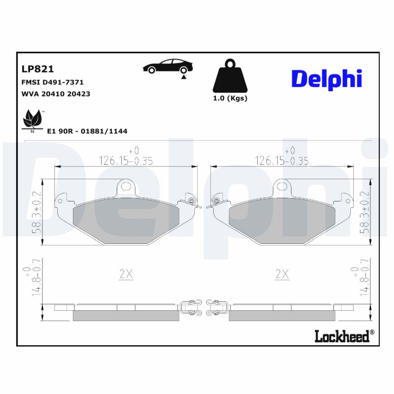 DELPHI DELLP821 Fékbetét