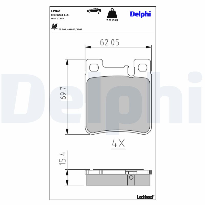DELPHI DELLP841 Fékbetét