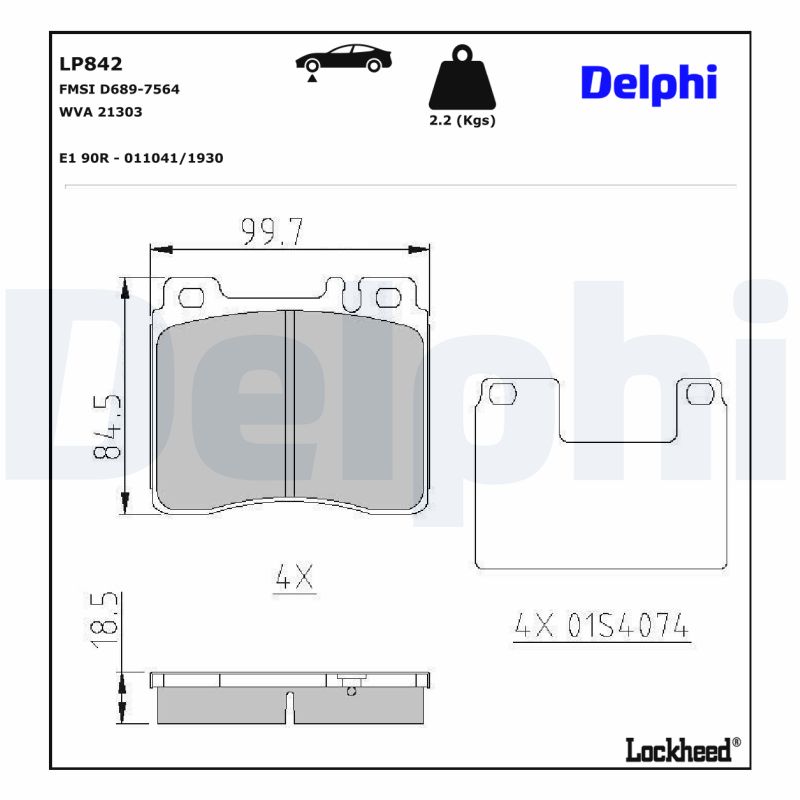 DELPHI LP842 Fékbetét készlet, tárcsafék