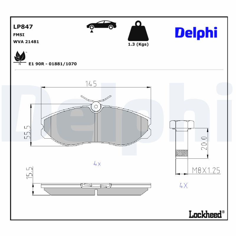 DELPHI DLP LP847 Fékbetét készlet, tárcsafék
