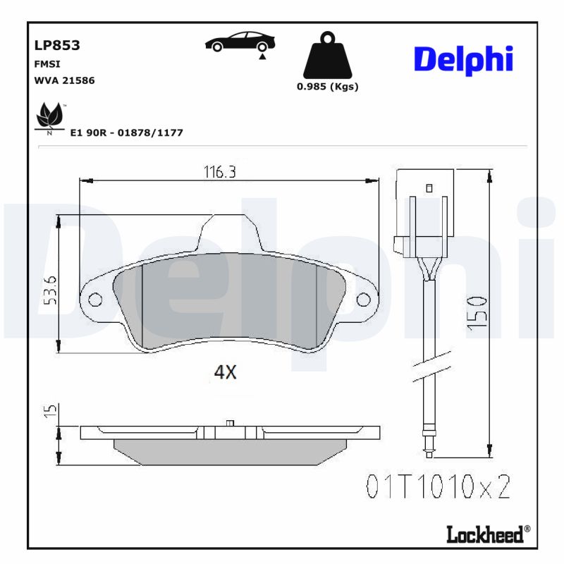 DELPHI DELLP853 Fékbetét