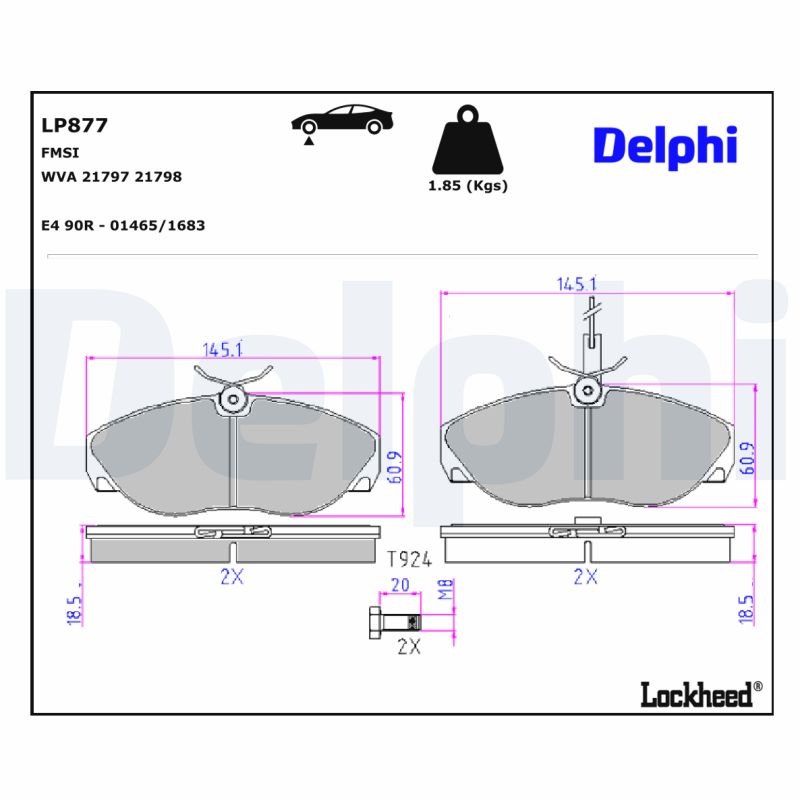 DELPHI  LP877 - Első fékbetét készlet