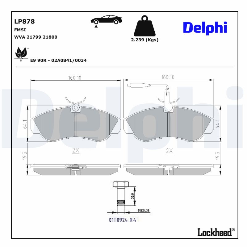 DELPHI 1001836496 LP878 - Első fékbetét készlet