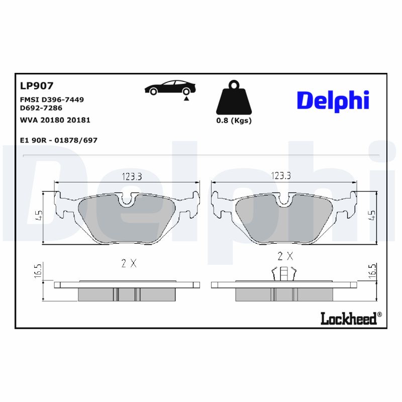 DELPHI DELLP907 Fékbetét