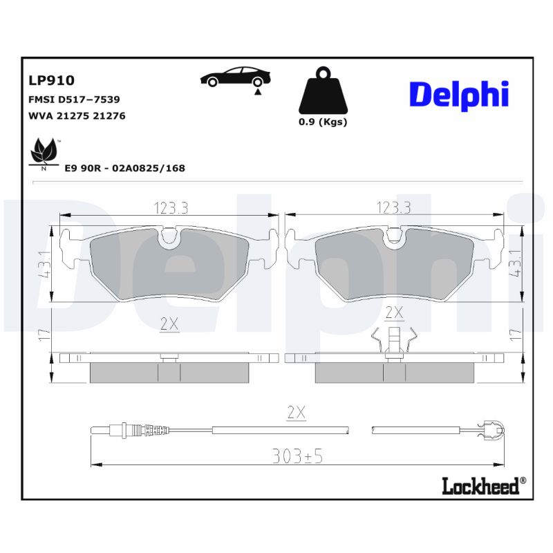 DELPHI DLP LP910 Fékbetét készlet, tárcsafék