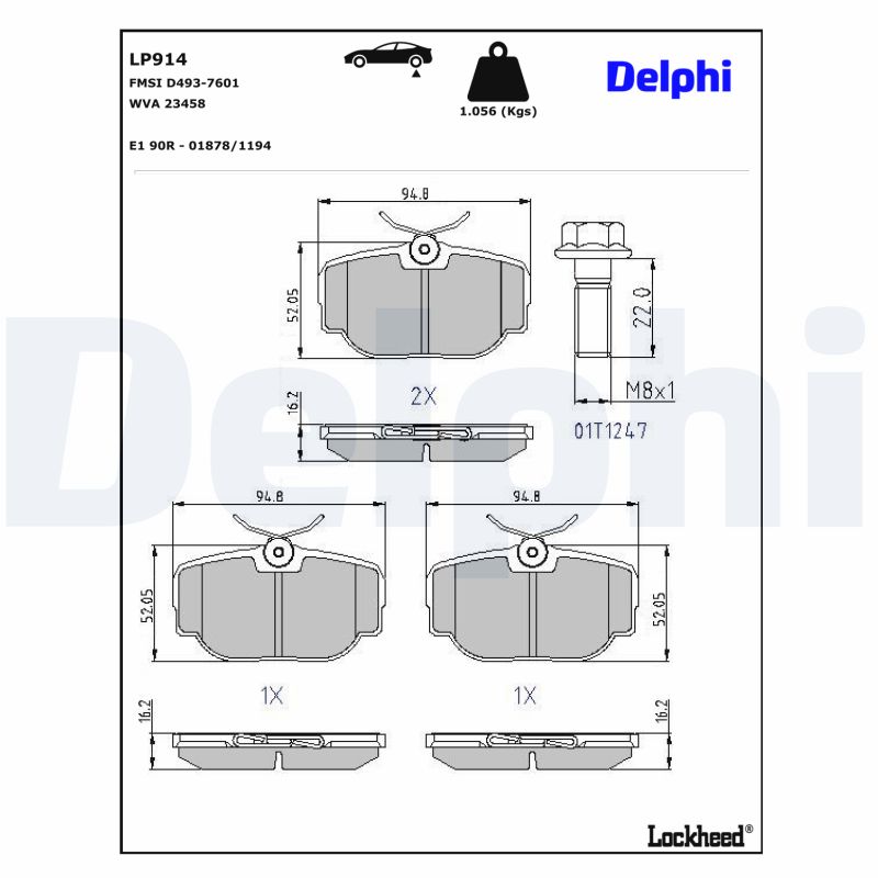 DELPHI DELLP914 Fékbetét