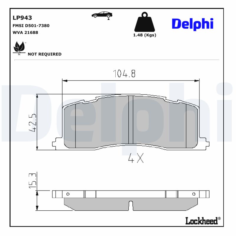 DELPHI LP943 Fékbetét készlet, tárcsafék
