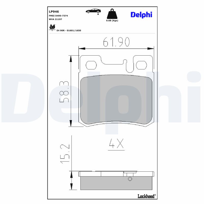 DELPHI DELLP946 Fékbetét