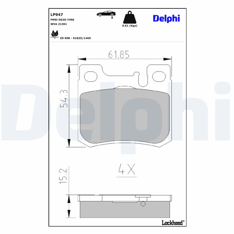 DELPHI DLP LP947 Fékbetét készlet, tárcsafék