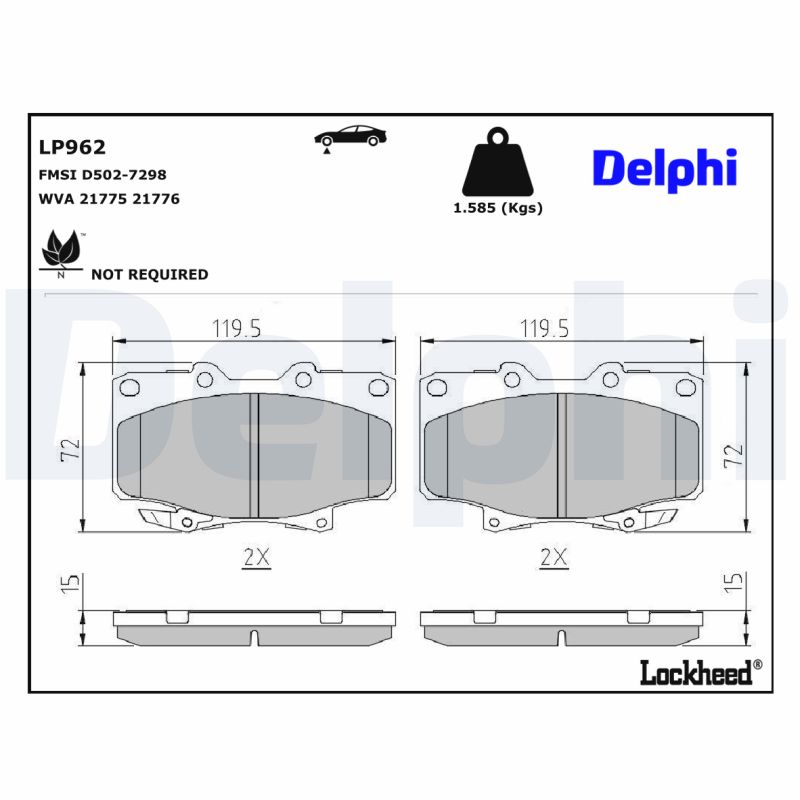 DELPHI LP962 Fékbetét készlet, tárcsafék