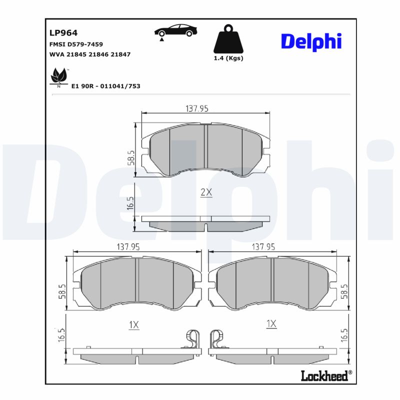 DELPHI DELLP964 Fékbetét