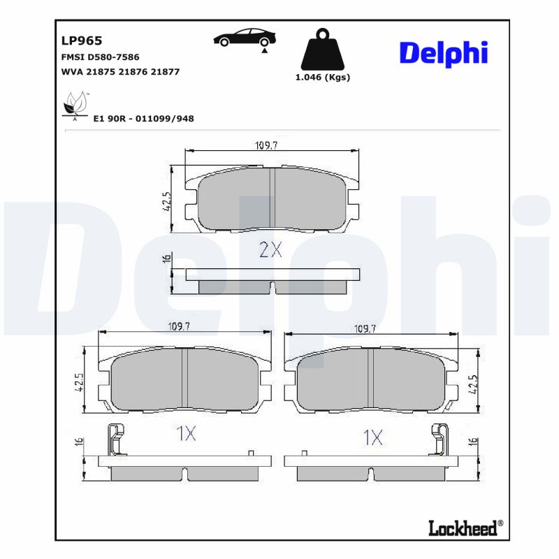 DELPHI LP965 Fékbetét készlet, tárcsafék