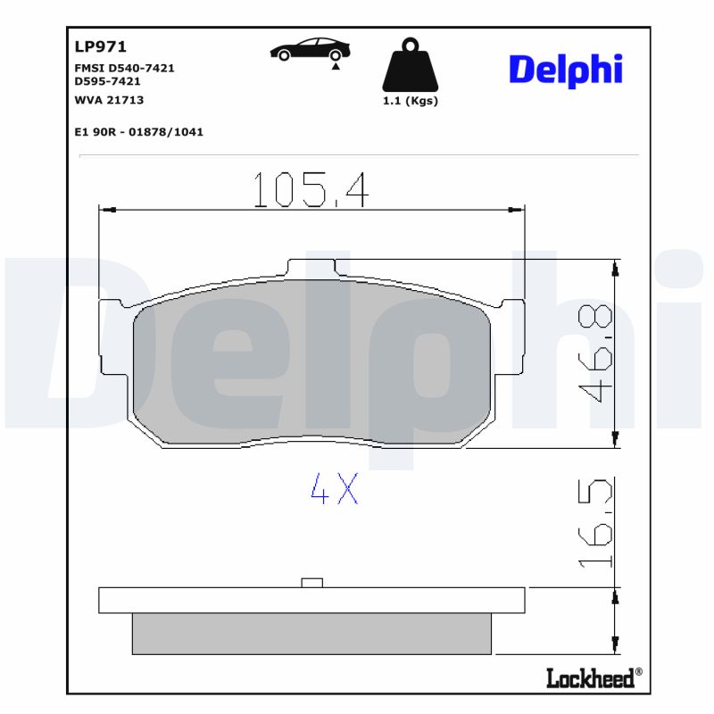 DELPHI DLP LP971 Fékbetét készlet, tárcsafék