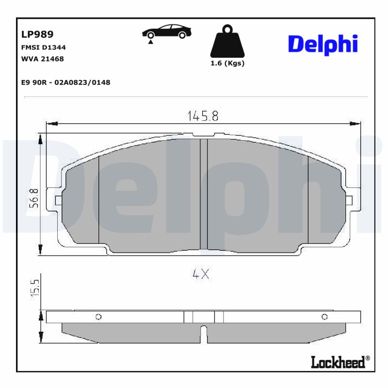 DELPHI DLP LP989 Fékbetét készlet, tárcsafék