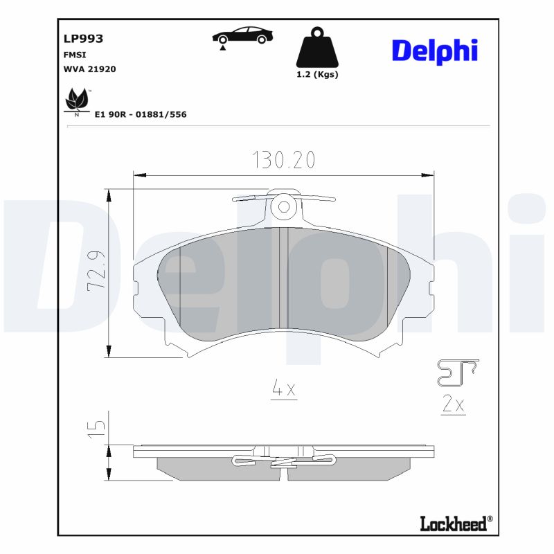 DELPHI LP993 Fékbetét készlet, tárcsafék