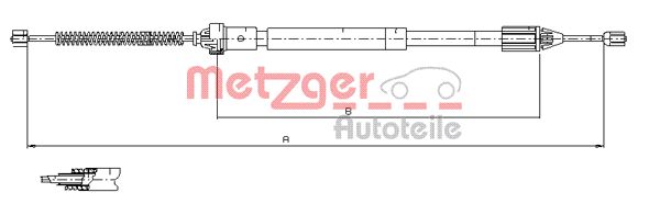 METZGER 11.6597 Kézifék bowden, kézifék kötél