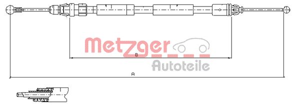 METZGER 11.6808 Kézifék bowden, kézifék kötél