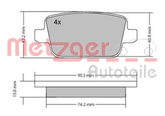 METZGER 1170058 Fékbetét készlet, tárcsafék