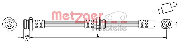 METZGER 4110388 Fékcső, gumifékcső