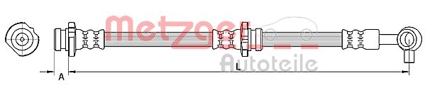 METZGER 4110848 Fékcső, gumifékcső