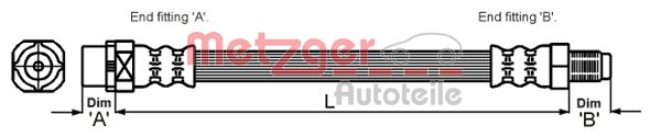 METZGER 4111438 Fékcső, gumifékcső