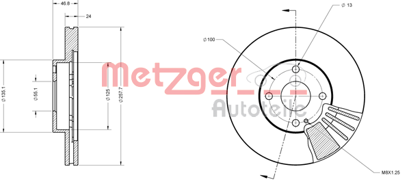 METZGER 6110373 Féktárcsa