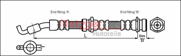 METZGER 4114061 Fékcső, gumifékcső