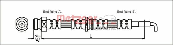 METZGER 4113669 Fékcső, gumifékcső