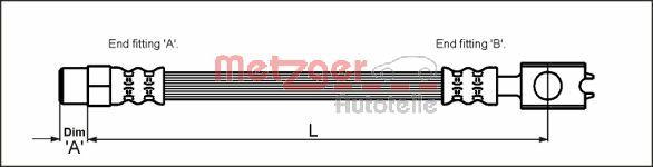 METZGER 4116226 Fékcső, gumifékcső