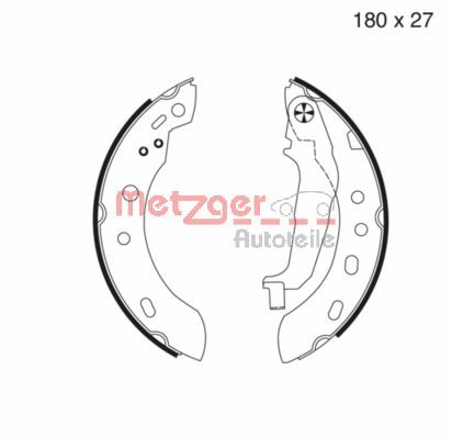 METZGER MG 977 Fékpofakészlet kézifékhez, rögzítőfékhez, dobfékhez