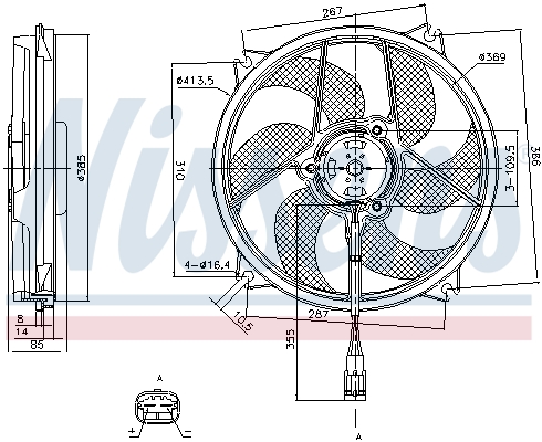 NISSENS NS85561 Ventillátor, hűtőventillátor, ventillátor motor hűtőrendszerhez