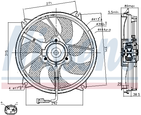 NISSENS N85606 Ventillátor, hűtőventillátor, ventillátor motor hűtőrendszerhez