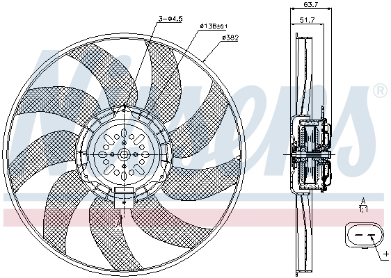 NISSENS NIS 85728 Ventillátor, hűtőventillátor, ventillátor motor hűtőrendszerhez