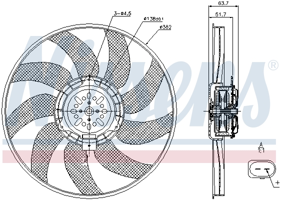 NISSENS 163051 85728 - Ventilátor, hűtőventilátor, ventilátor motor hűtőrendszerhez