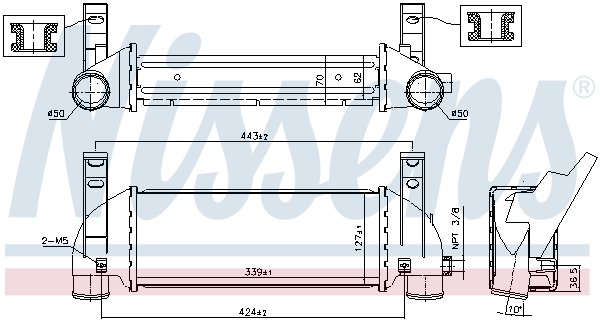 NISSENS 211192 96219 - Intercooler, töltőlevegő hűtő