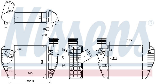 NISSENS 209062 96544 - Intercooler, töltőlevegő hűtő