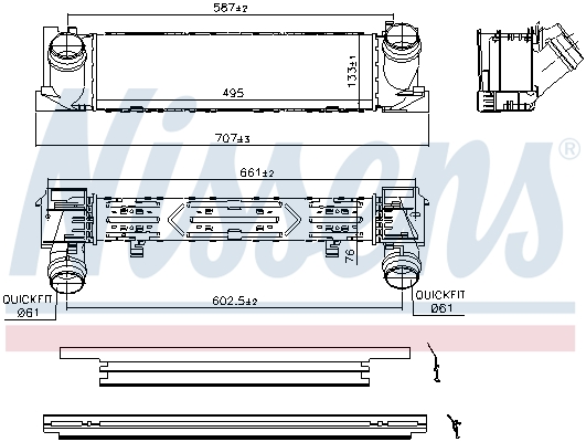 NISSENS 193110 96552 - Intercooler, töltőlevegő hűtő