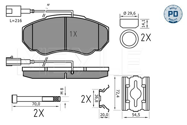 MEYLE 0252391719/PD Fékbetét készlet, tárcsafék